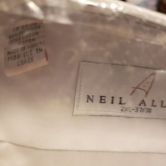 NEIL ALLYN TUXEDO SHIRT 2XL White 37/38 WING COLLAR MPORTED FABRIC Tux Studs Men - Picture 9 of 11